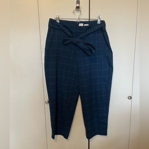 Blue Window Pane Wide Leg Pants